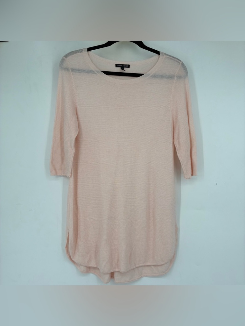 Eileen Fisher Small Pink Sheer Organic Cottton Silk Knit Top Blouse Shirt - Picture 2 of 6